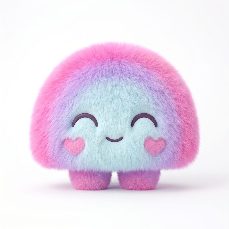 floof, a pink fluffy creature