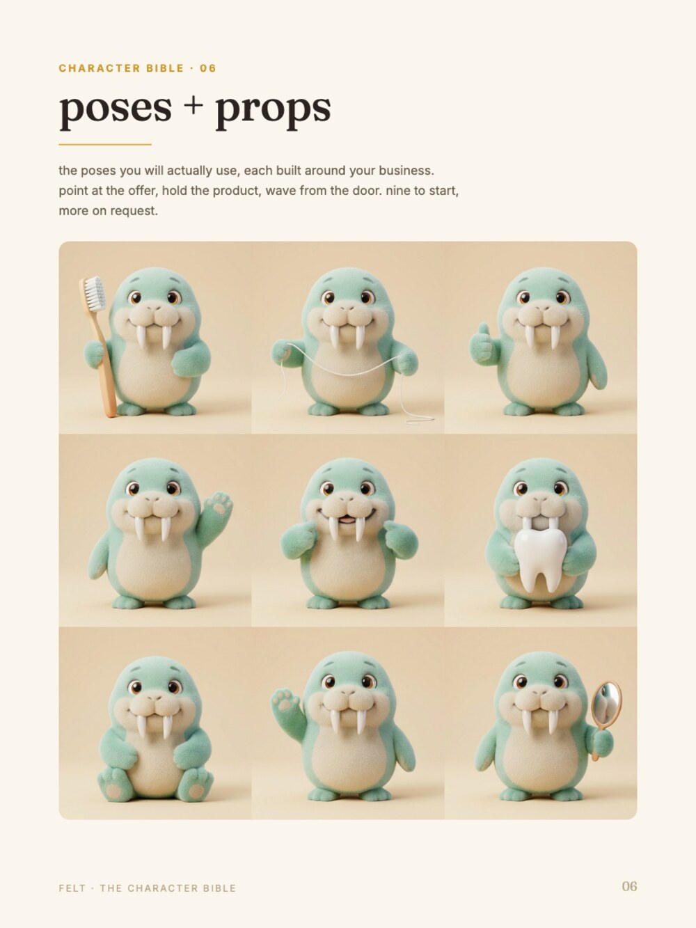 pearl character bible, poses and props